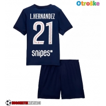 Otroške Nogometnih dresov Paris Saint-Germain Lucas Hernandez #21 Domači 2025-26 Kratki rokavi (+ hlače)